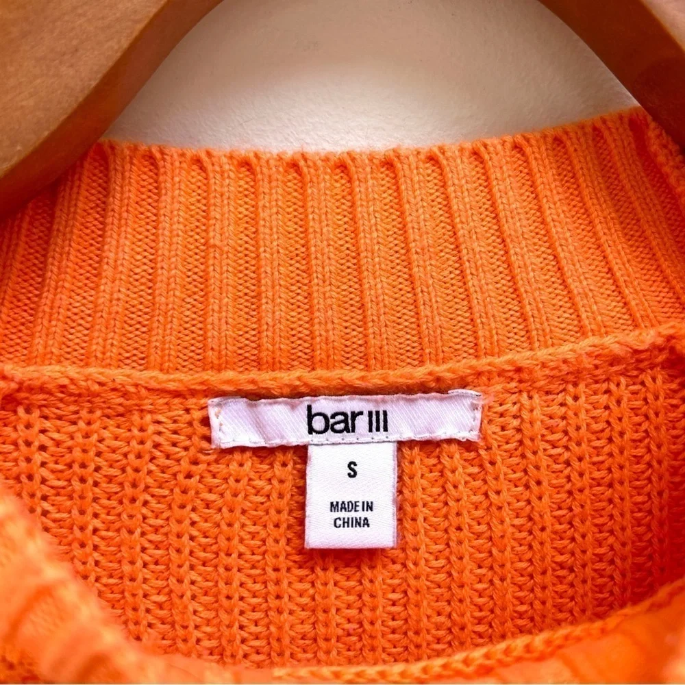 Bar III Cotton Colorblocked Mock-Neck Pink Orange Sweater, Size Small